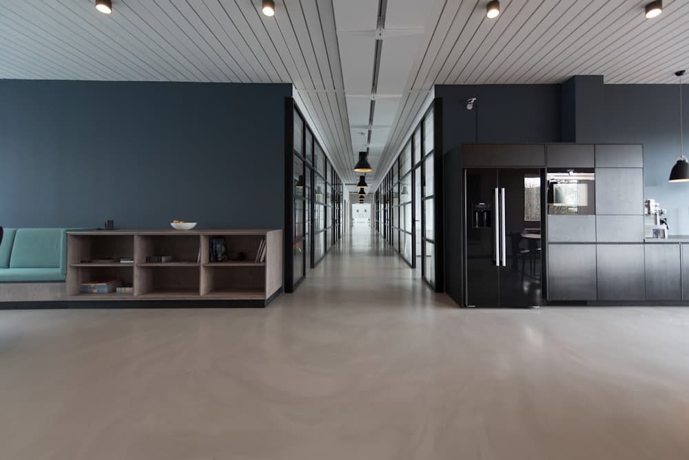 Modern office meeting room with diverse team